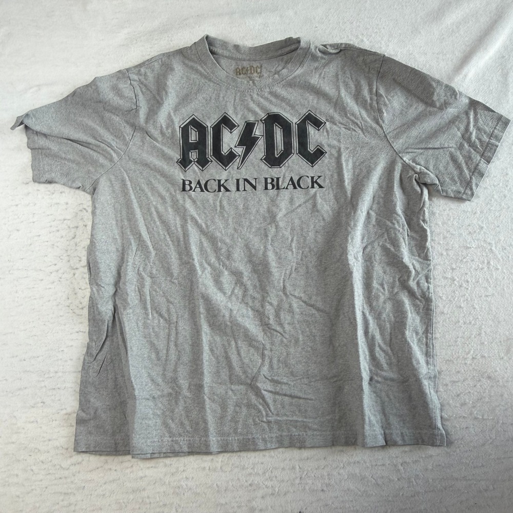 AC/DC T-Shirt Mens 3XL Gray Back In Black Graphic Short Sleeve Crew Neck